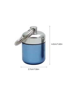 防水口袋藥丸組鋁藥盒,小型便攜藥盒鑰匙扣鋁合金迷你藥盒盒罐金屬藥瓶用於戶外露營旅行日常使用,耳塞或耳釦收納盒 - 藍白色 - 查看 3
