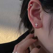 Simple & Sterling Silver Cross Earrings With Minimalist Design
