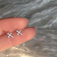 Simple & Sterling Silver Cross Earrings With Minimalist Design