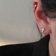 Simple & Sterling Silver Cross Earrings With Minimalist Design