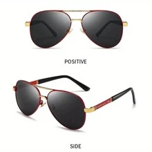 偏光时尚眼镜框，适合驾驶、钓鱼、夏季海滩度假、户外、旅行等户外活动 - 金色 - 查看 7