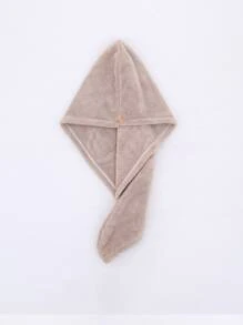 1入卡通印花珊瑚絨毛巾干髮帽(女性專用),速乾毛巾,咖啡色25x65cm - 咖啡 - 查看 1