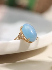 One Sea Blue Oval Stone Ring For Women, Elegant And Luxurious, Classic Fashionable New Style - ring - View 4