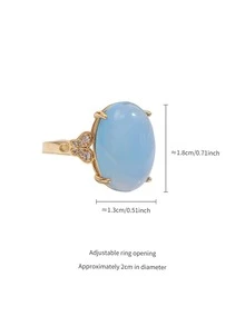 One Sea Blue Oval Stone Ring For Women, Elegant And Luxurious, Classic Fashionable New Style - ring - View 3