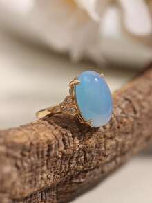 One Sea Blue Oval Stone Ring For Women, Elegant And Luxurious, Classic Fashionable New Style - ring - View 8