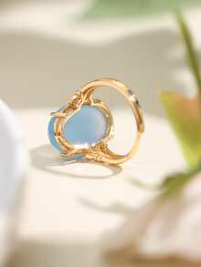 One Sea Blue Oval Stone Ring For Women, Elegant And Luxurious, Classic Fashionable New Style - ring - View 5