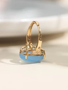One Sea Blue Oval Stone Ring For Women, Elegant And Luxurious, Classic Fashionable New Style - ring - View 6