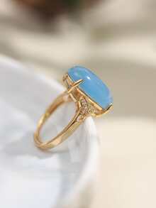One Sea Blue Oval Stone Ring For Women, Elegant And Luxurious, Classic Fashionable New Style - ring - View 2