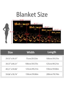 1pc Halloween Pumpkin Head Flannel Blanket - Multicolor - View 3