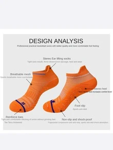 1pair Blue Professional Marathon Running Socks For Men And Women, Thickened Terry Bottom Short Socks, Quick-drying Sports Socks - Blue - View 4
