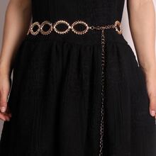 時尚金屬腰鏈適合女士簡約風和多用途歐美風格大圓形長鏈 - 金色 - 查看 4