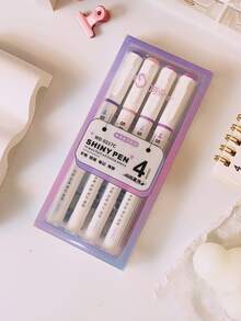 Glittery Fluorescent Pen For Students, Light Colored Series, Drawing, Doodling, Bullet Journaling, Color Coding - Blue - View 10