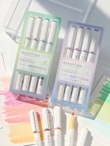 Glittery Fluorescent Pen For Students, Light Colored Series, Drawing, Doodling, Bullet Journaling, Color Coding - Blue - View 5