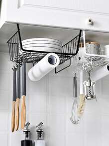 1入組金屬櫥櫃懸掛籃子架子金屬絲架適用於廚房用品鍋平底鍋蓋子收納 - 黑色 - 查看 5