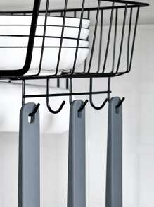 1入組金屬櫥櫃懸掛籃子架子金屬絲架適用於廚房用品鍋平底鍋蓋子收納 - 黑色 - 查看 6