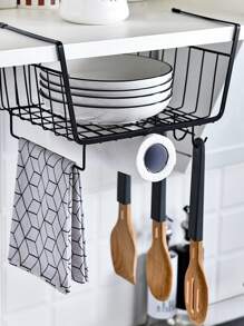 1入組金屬櫥櫃懸掛籃子架子金屬絲架適用於廚房用品鍋平底鍋蓋子收納 - 黑色 - 查看 1