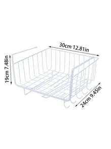 1入組金屬櫥櫃架子籃子帶鉤適用於廚房收納架 - 白色 - 查看 7