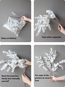 1片/2片/3片装仿真桉树叶，12种颜色可选，用途广泛，适用于家居装饰、婚礼、活动、节日等场合，长度53.5厘米。 - 玫紅色 - 查看 3