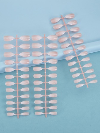 72入組長款杏仁形狀純的漸變啞光假指甲帶膠水&水鑽,3DIY假指甲適用於美甲