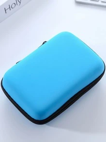 Data Cable Organizer Bag For Earphone, Phone Cord, And Coins Digital Bag Cable Bag Electronic Bag Electronic Organizer Cable Storage Bag Storage Case Wireless Headphone Bluetooth Headphone Headset Earbuds Charger Case For Business,Travel,School,College,Office - Blue - View 5