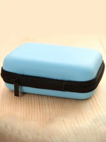Data Cable Organizer Bag For Earphone, Phone Cord, And Coins Digital Bag Cable Bag Electronic Bag Electronic Organizer Cable Storage Bag Storage Case Wireless Headphone Bluetooth Headphone Headset Earbuds Charger Case For Business,Travel,School,College,Office - Blue - View 3
