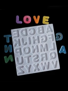 1入組字母環氧樹脂矽膠模具字母數字模具DIY鑰匙圈耳環吊墜環氧樹脂首飾類工藝模具 - 白色 - 查看 2