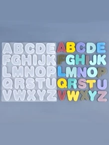 1入組字母環氧樹脂矽膠模具字母數字模具DIY鑰匙圈耳環吊墜環氧樹脂首飾類工藝模具 - 白色 - 查看 1