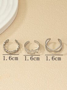 A套裝的三可調節鏤空腳環 - 銀色 - 查看 3