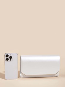 Luxury Dinner Bag, Evening Bag Glamorous, Elegant, Exquisite, Quiet Luxury Fashion Hardware White Pu Lady Clutch Envelope Bag With Thin Cross Pattern And Metallic Chain Square Bag For Lady, Woman, For Party Girl, Bride Perfect for Party, Wedding, Prom, Dinner/Banquet, Dinner/Banquet, Best Gift For Women Mom Teacher Friend Bridesmaid