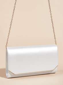 Luxury Dinner Bag, Evening Bag Glamorous, Elegant, Exquisite, Quiet Luxury Fashion Hardware White Pu Lady Clutch Envelope Bag With Thin Cross Pattern And Metallic Chain Square Bag For Lady, Woman, For Party Girl, Bride Perfect for Party, Wedding, Prom, Dinner/Banquet, Dinner/Banquet, Best Gift For Women Mom Teacher Friend Bridesmaid