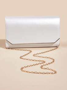 Luxury Dinner Bag, Evening Bag Glamorous, Elegant, Exquisite, Quiet Luxury Fashion Hardware White Pu Lady Clutch Envelope Bag With Thin Cross Pattern And Metallic Chain Square Bag For Lady, Woman, For Party Girl, Bride Perfect for Party, Wedding, Prom, Dinner/Banquet, Dinner/Banquet, Best Gift For Women Mom Teacher Friend Bridesmaid