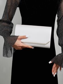 Luxury Dinner Bag, Evening Bag Glamorous, Elegant, Exquisite, Quiet Luxury Fashion Hardware White Pu Lady Clutch Envelope Bag With Thin Cross Pattern And Metallic Chain Square Bag For Lady, Woman, For Party Girl, Bride Perfect for Party, Wedding, Prom, Dinner/Banquet, Dinner/Banquet, Best Gift For Women Mom Teacher Friend Bridesmaid