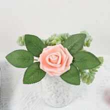 10入組仿真葉片裝飾，綠色玫瑰葉片帶茎，DIY婚禮花束中心裝飾，派對裝飾，玫瑰藤花環花環供應品 - 綠色 - 查看 7