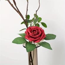 10入組仿真葉片裝飾，綠色玫瑰葉片帶茎，DIY婚禮花束中心裝飾，派對裝飾，玫瑰藤花環花環供應品 - 綠色 - 查看 5