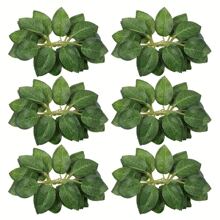 10入組仿真葉片裝飾，綠色玫瑰葉片帶茎，DIY婚禮花束中心裝飾，派對裝飾，玫瑰藤花環花環供應品 - 綠色 - 查看 4