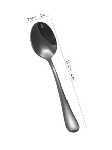 12 件/套不鏽鋼 1010 迷你尖頭咖啡攪拌勺，小尺寸 11.3*2.4 公分適合家庭聚會和甜點店 - 黑色 - 查看 5