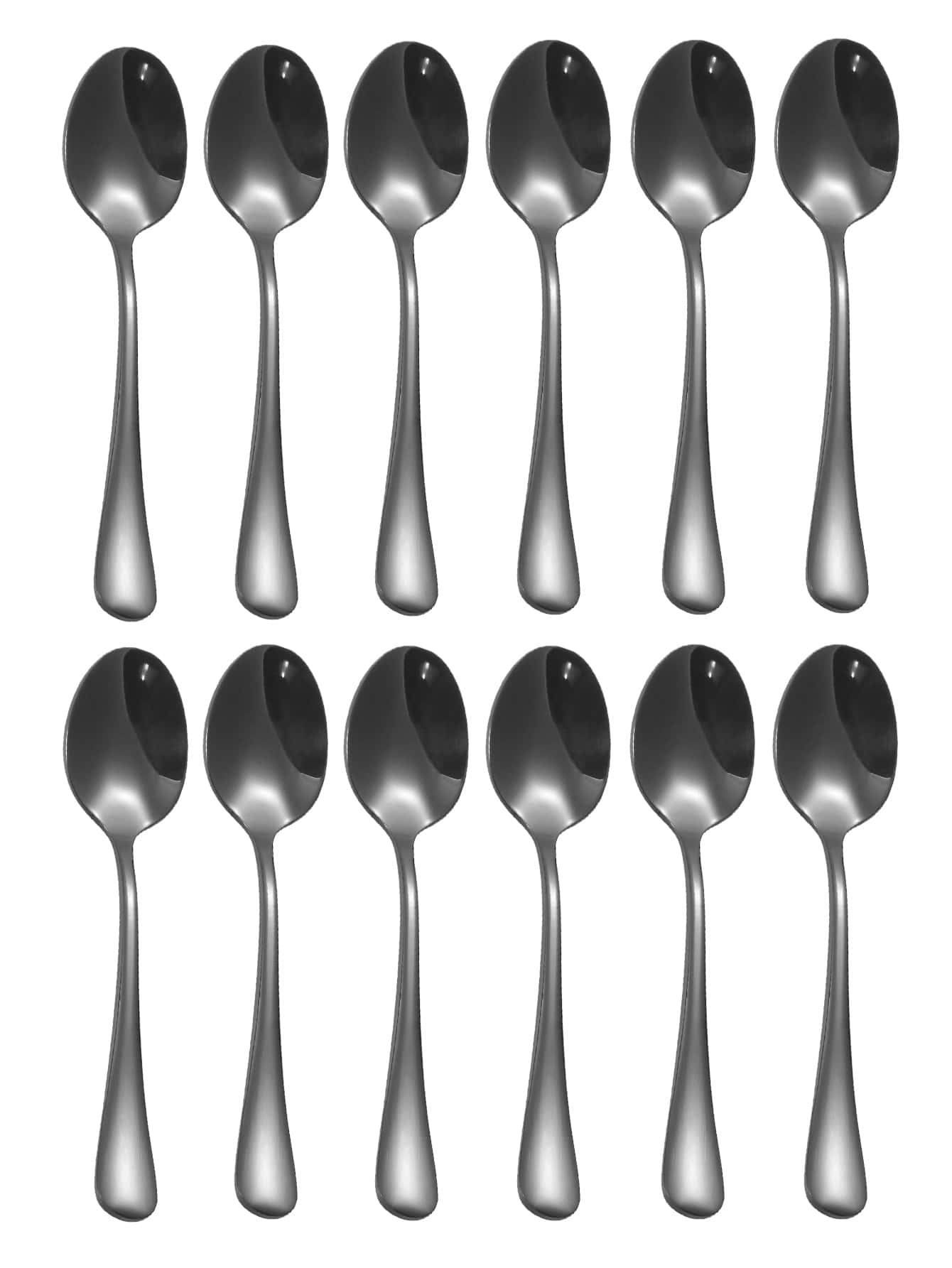 12 件/套不鏽鋼 1010 迷你尖頭咖啡攪拌勺，小尺寸 11.3*2.4 公分適合家庭聚會和甜點店 - 黑色 - 查看 1