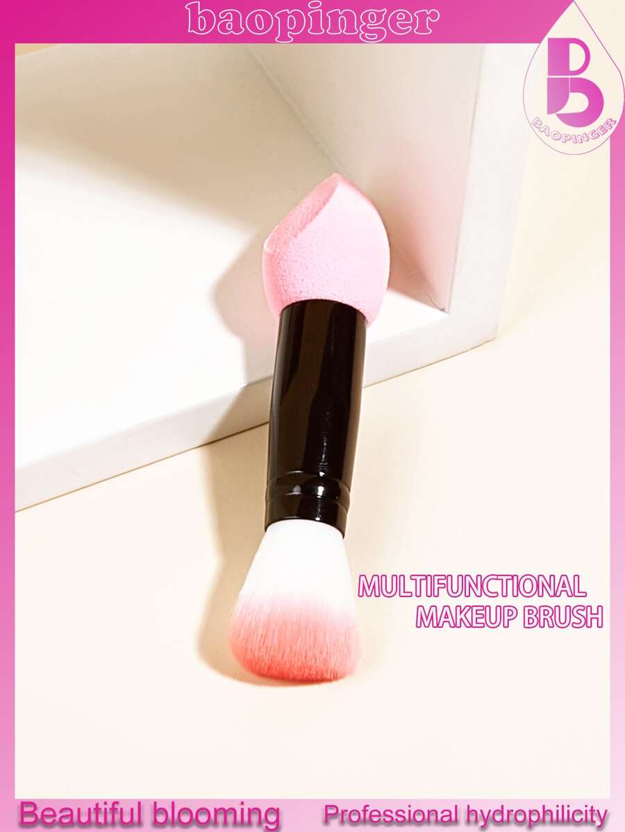 baopinger 1入組乳膠雙頭刷-粉色雙頭化妝刷腮紅膏遮瑕海綿 - 粉色 - 查看 1