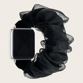 1入組雙層彈性網紗髮帶Apple Watch錶帶適用於49/45/44/42/41/40/38mmApple Watch Series Ultra/SE/8/7/6/5/4/3/2/1