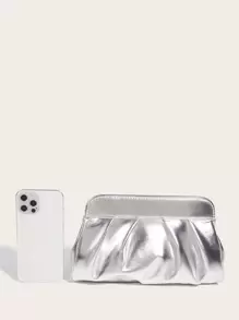 豪華晚餐包，迷人，優雅，精緻，安靜奢華1入組時尚女式PU 信封手拿包，帶雙磁扣和折疊設計，可斜挎或作為手提包，適合女士、女士、派對女孩、新娘完美派對，婚禮、舞會、晚餐/宴會、晚餐/宴會、送給女性媽媽老師朋友伴娘的最佳禮物 - 銀色 - 查看 3