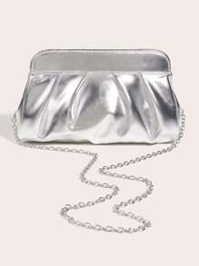 豪華晚餐包，迷人，優雅，精緻，安靜奢華1入組時尚女式PU 信封手拿包，帶雙磁扣和折疊設計，可斜挎或作為手提包，適合女士、女士、派對女孩、新娘完美派對，婚禮、舞會、晚餐/宴會、晚餐/宴會、送給女性媽媽老師朋友伴娘的最佳禮物 - 銀色 - 查看 4