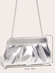 豪華晚餐包，迷人，優雅，精緻，安靜奢華1入組時尚女式PU 信封手拿包，帶雙磁扣和折疊設計，可斜挎或作為手提包，適合女士、女士、派對女孩、新娘完美派對，婚禮、舞會、晚餐/宴會、晚餐/宴會、送給女性媽媽老師朋友伴娘的最佳禮物 - 銀色 - 查看 8