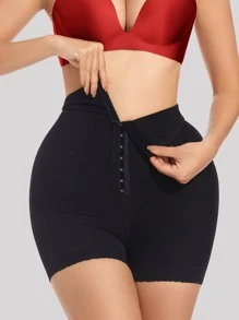Tummy Control Hook & Eye Boxer Shapewear Shorts - Black - View 2
