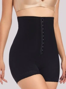Tummy Control Hook & Eye Boxer Shapewear Shorts - Black - View 6