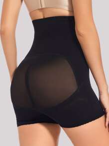 Tummy Control Hook & Eye Boxer Shapewear Shorts - Black - View 4