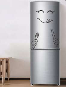 2入組樂趣表情冰箱貼紙,創意家用裝飾,卡通冰箱牆貼,家庭裝飾用品 - 黑色 - 查看 3