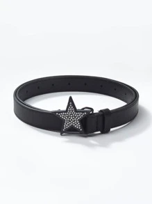 1 pieza Cinturón de chica personalizado con diseño de estrella y diamante de imitación - Negro - Ver 1
