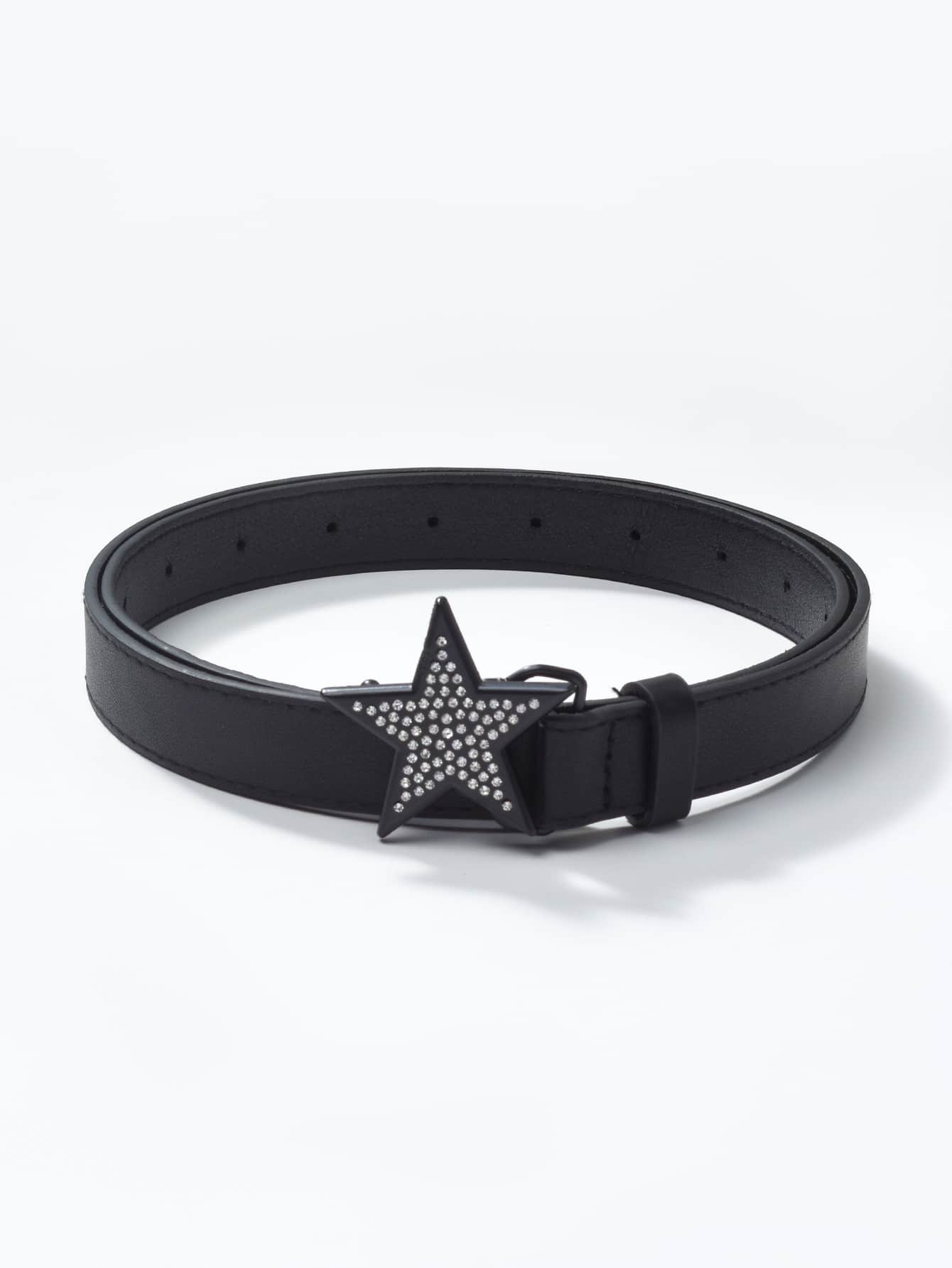 1 pieza Cinturón de chica personalizado con diseño de estrella y diamante de imitación - Negro - Ver 1