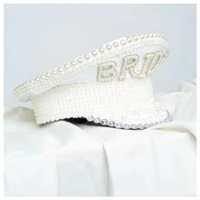 1pc Women's Pearl & Hen Party Themed Hat, Wedding Party Hat - White - View 3