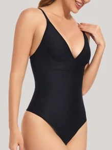 Tummy control thong shapewear bodysuit - Black - View 3